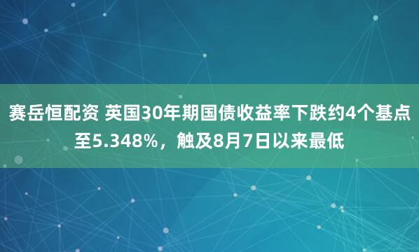 赛岳恒配资 英国30年期国债收益率下跌约4个基点至5.348%，触及8月7日以来最低