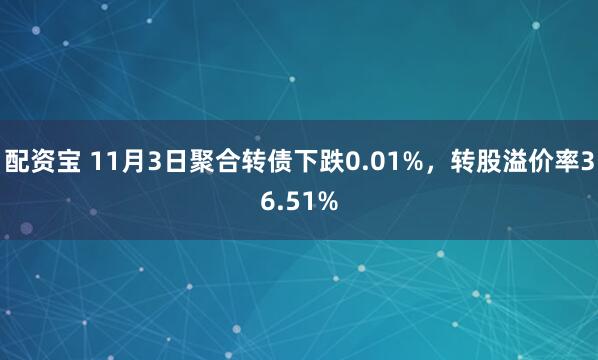 配资宝 11月3日聚合转债下跌0.01%，转股溢价率36.51%